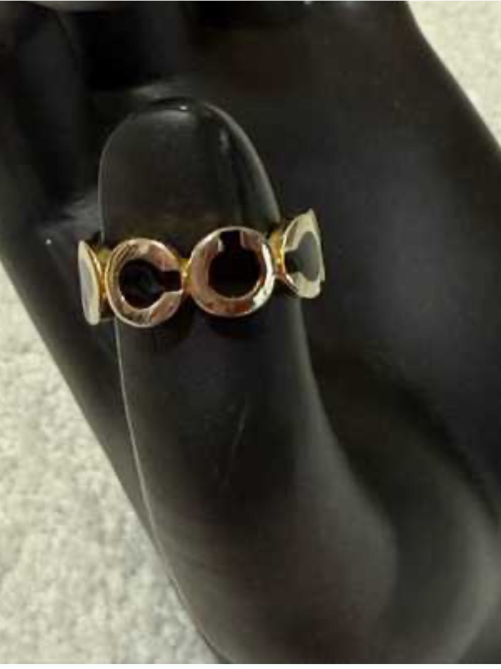 Coach Gold and Black Enamel Link Ring